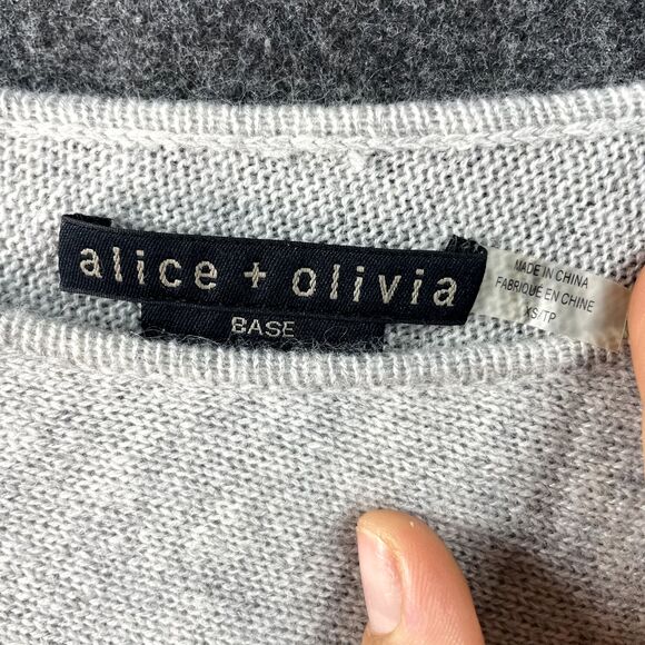 Alice Olivia Base Sweater Extra Small White Wool Angora Color Block Asymmetrical - Picture 3 of 8